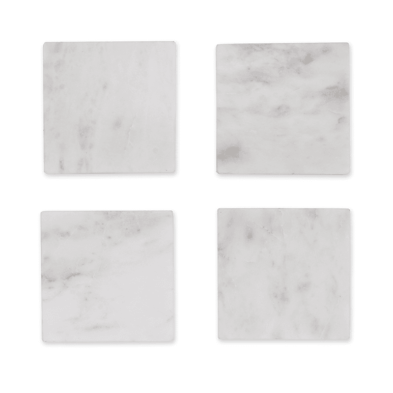 Marble Set of 4 Coasters, 11cm, White