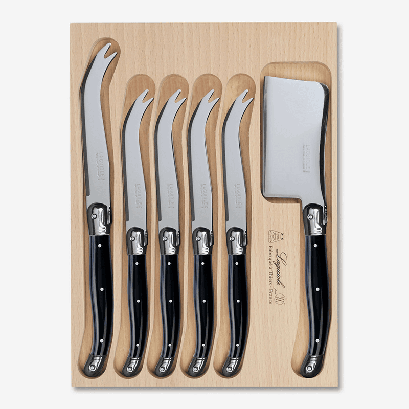 6 Piece Cheese Knife in Tray, Black