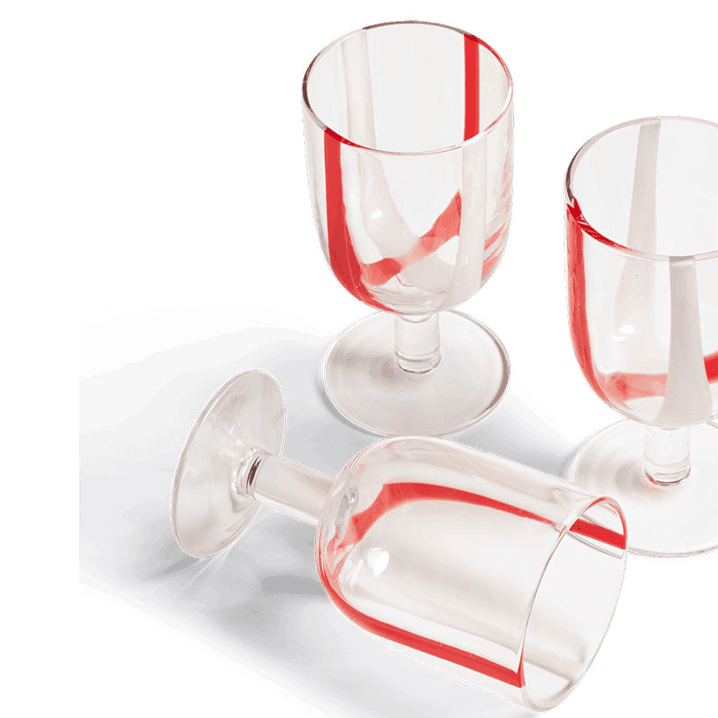 Mila Set of 6 Wine Glasses, Red & White
