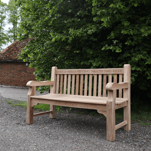 Image showing the Parkland Bench, Engraved & Oiled, Teak, 2 Seater, Up to 60 Letters product.