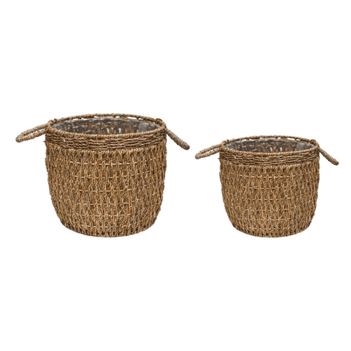 Image showing the Seagrass Set of 2 lined baskets, H30 x D35cm, Natural product.