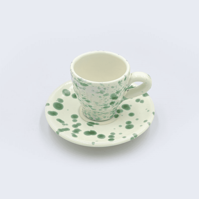 Splatter Espresso Cup & Saucer, D6.5cm, Pistachio
