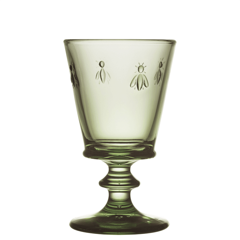 Bee Set of 6 Wine Glasses, 240ml, Olive Green