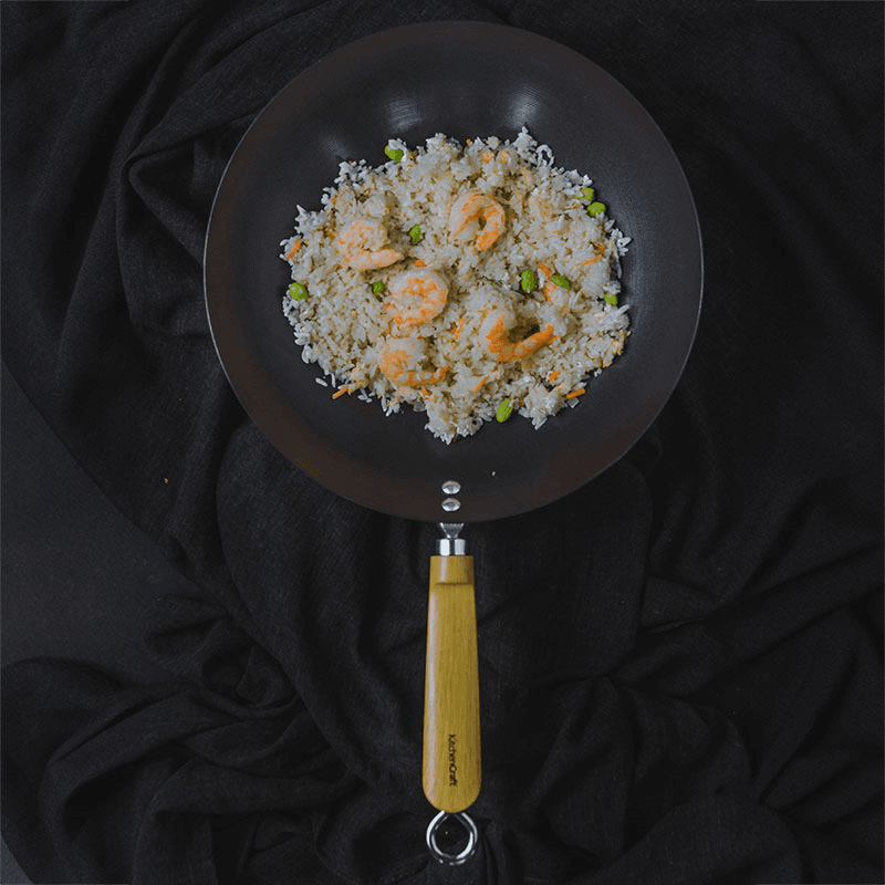 World of Flavours - Oriental Non-stick wok, Dia30cm, non-stick carbon steel with wooden handle
