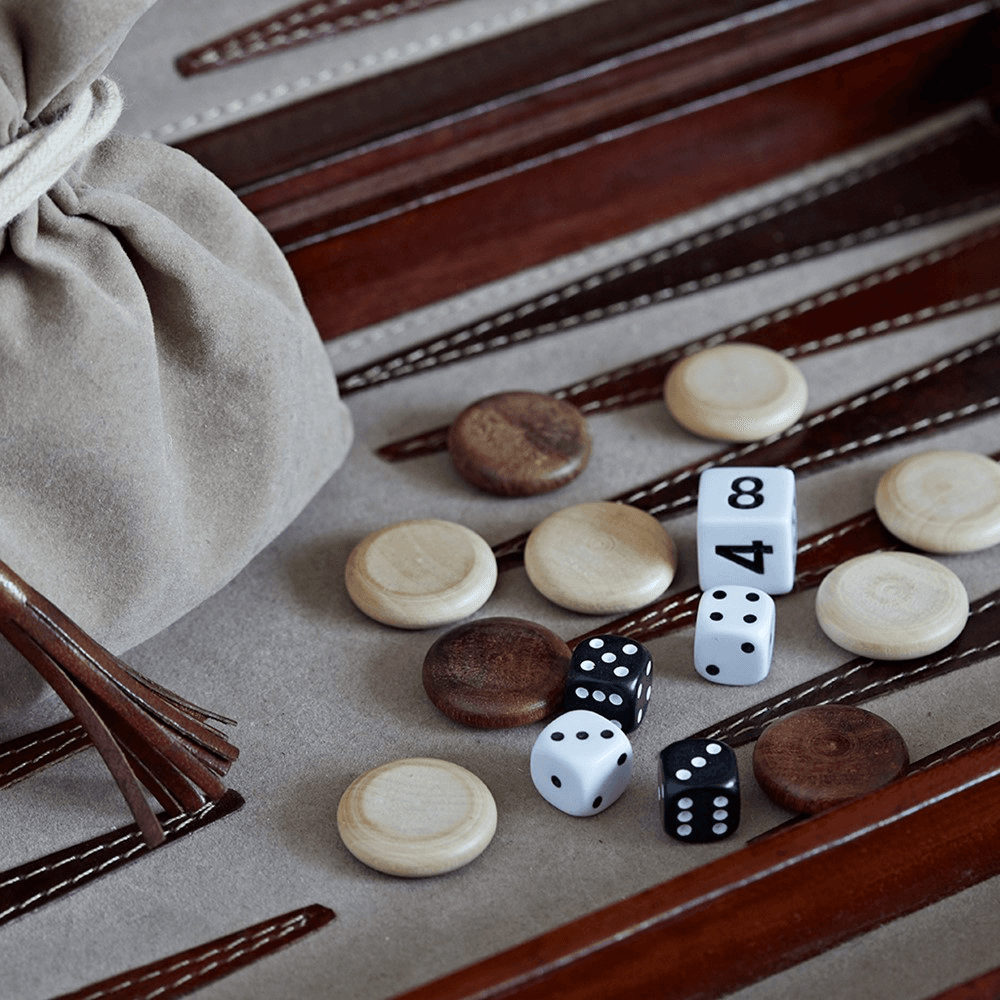 Backgammon set, W23 x D39cm, Tan Leather