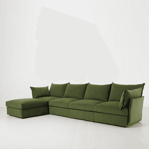 Image showing the Model 06 Velvet 4 Seater Sofa With Chaise, Vine product.