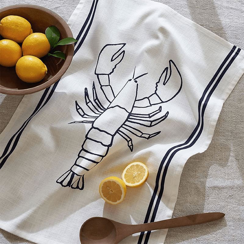 Lobster Tea Towel, 50 x 70cm, White/Blue