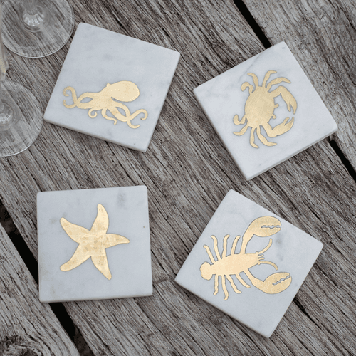 Image showing the Seashore Set of 4 Coasters, L10cm x W10cm, White product.