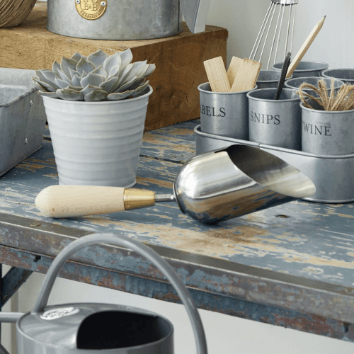 Image showing the Boxed Compost Scoop, Silver/Natural/Brass product.