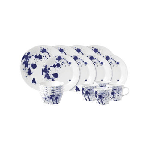 Image showing the Pacific Mixed 16 Piece Dinner Set, Blue/White product.