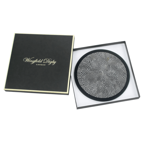 Image showing the Feather and Glass Set of 2 Placemats, D28cm, Guinea Fowl product.