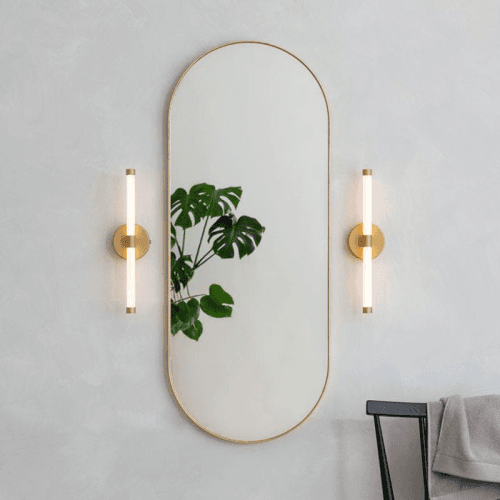 Image showing the Fine Edge Edge Oval Mirror, H100 x W40cm, Gold product.