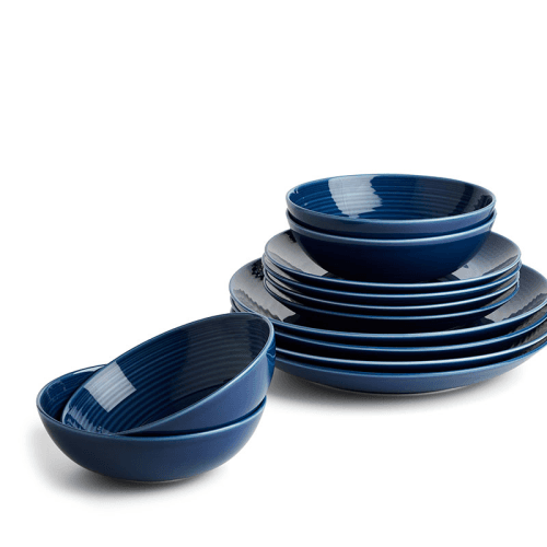 Image showing the Gordon Ramsay Maze 12 Piece Dinerware Set, Denim Blue product.