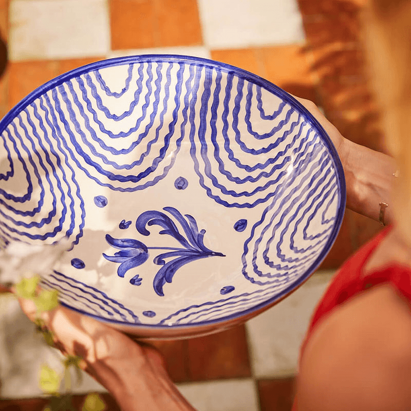 Flor Serving Bowl, D31cm, Blue