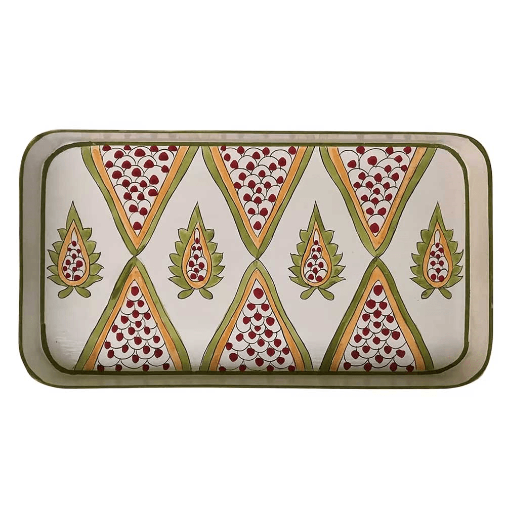 Persia Rectangular Handpainted Iron Tray, 32 x 17cm, Brown