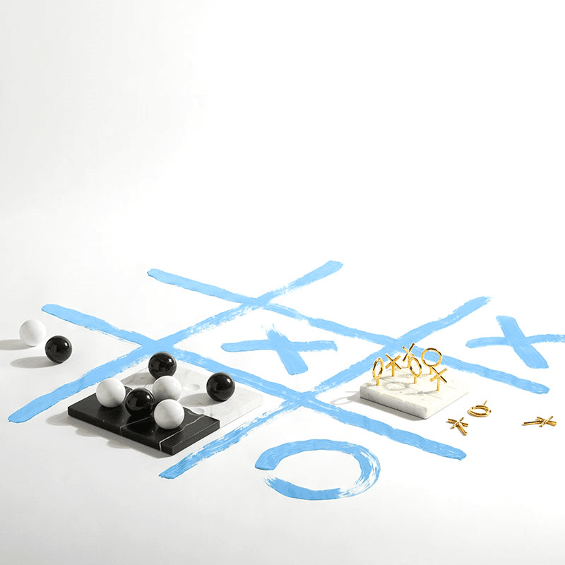 Tic Tac Toe Set, 17 x 17cm, Brass