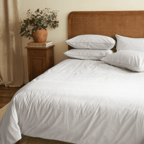 Image showing the The Stripe 200 Thread Count Duvet Cover, King, Grey product.