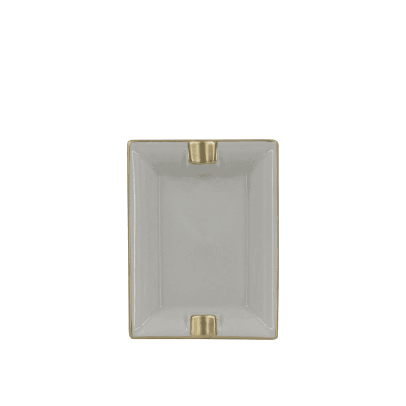 Sous Le Soleil Ashtray, W9.5 x L11cm, Matt Gold Classic Pearl Grey