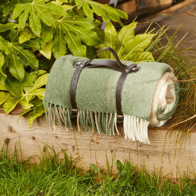 Block Check Polo Picnic Rug, 145 x 183cm, Olive