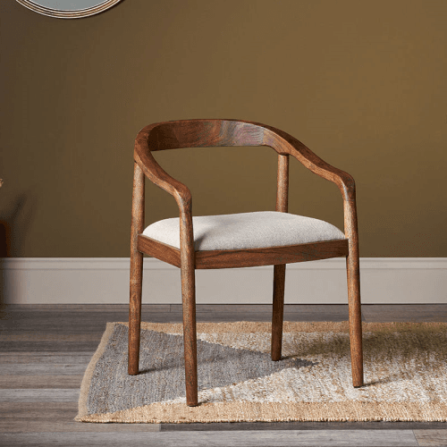 Image showing the Anbu Acacia Upholstered Dining Chair, Washed Walnut product.