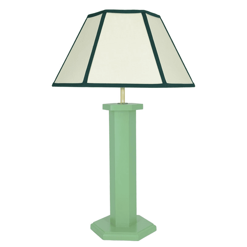 Hexagon Table Lamp Base, H47cm, Turtle Green
