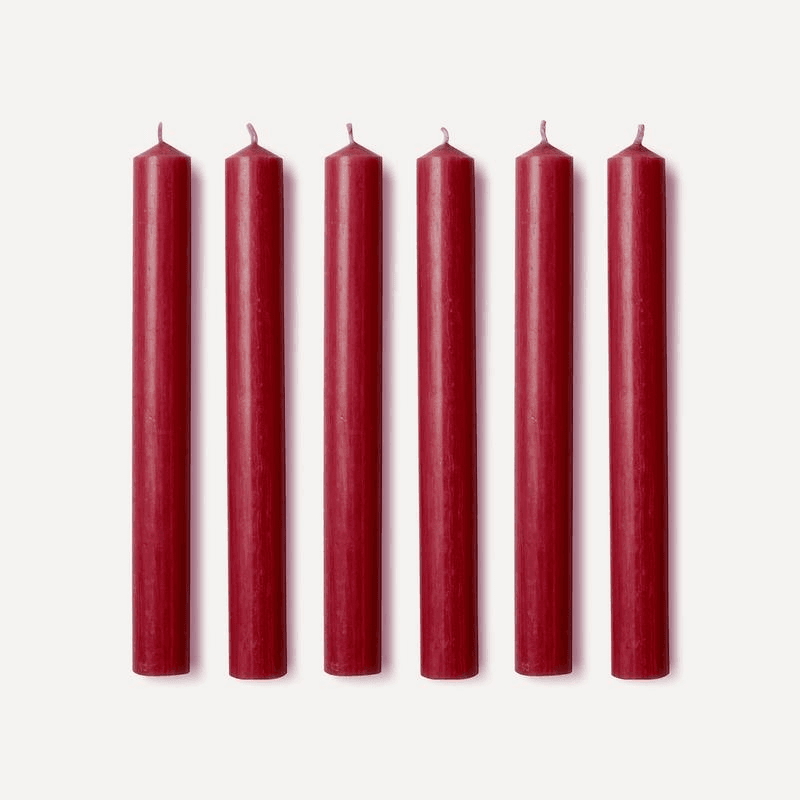 Aster Set of 6 Dinner Candles, H20cm, Red