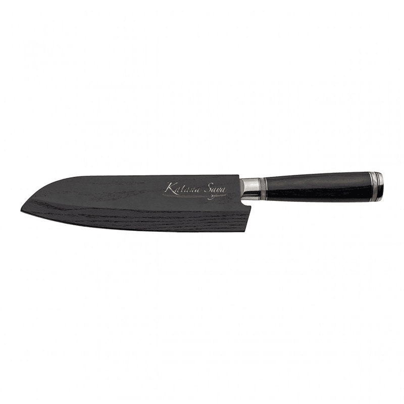 Katana Saya Pakkawood Santoku Knife, 12cm Damascus Blade