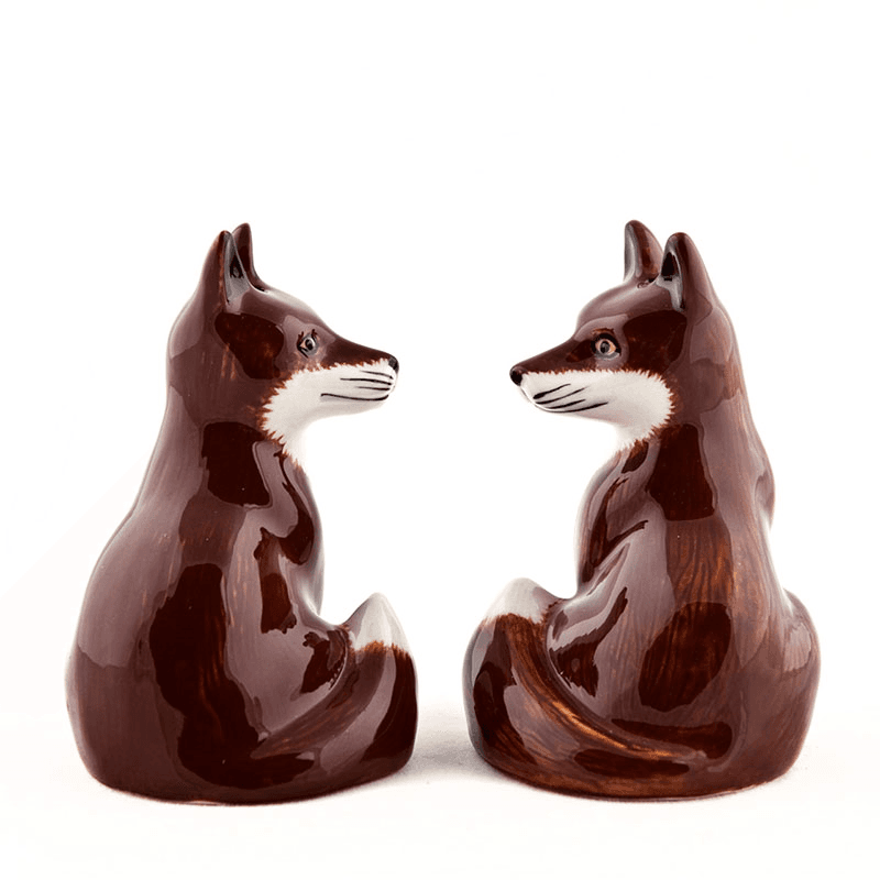 Fox Salt & Pepper Shakers, H8cm, Brown