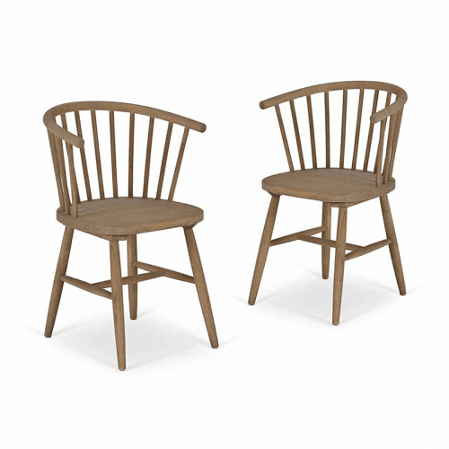 Image showing the Landrake Set of 2 Curved Back Dining Chairs, Natural product.