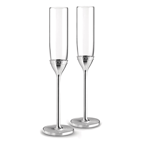 Image showing the Vera Wang - With Love Pair of toasting flutes, 6 x 6 x 27cm, Silver Plate product.