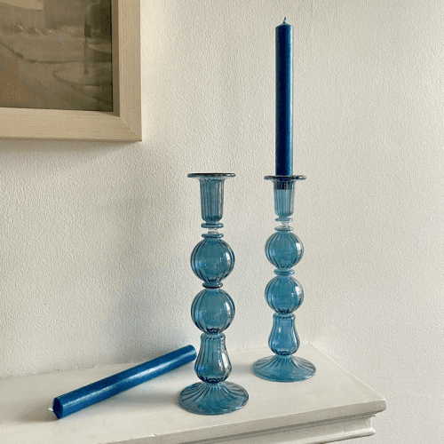 Image showing the Ombo Candlestick, H24cm, Blue product.