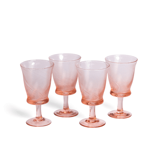 Image showing the Spiral Set of 4 Wine Glasses, 175ml, Pink product.