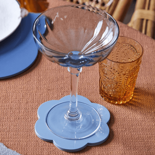Image showing the Lacquered Scallop Set of 4 Coasters, D13cm, Chambray product.