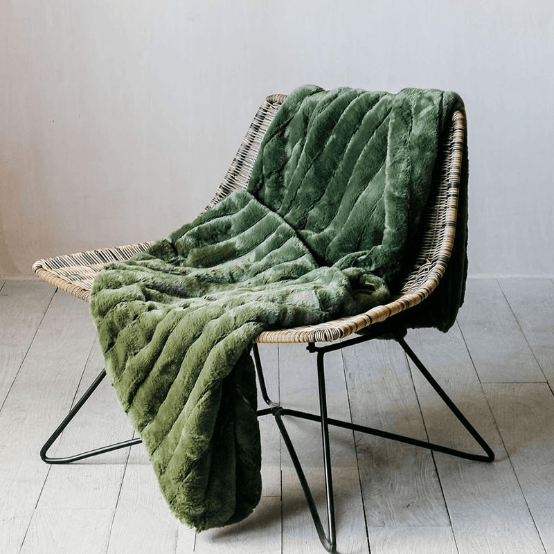 Ribbed Throw, 170 x 160cm, Olive