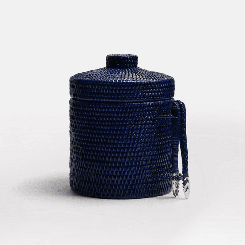 Image showing the Strand Rattan Ice Bucket, H25cm, Dark Blue product.