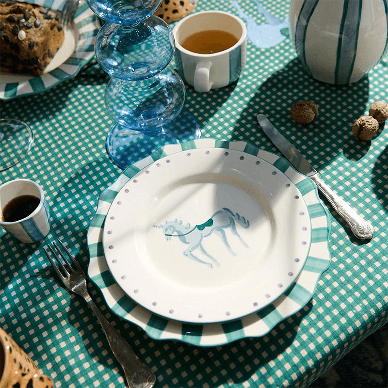 Scalloped Dinner Plate, D27cm, Pine Green