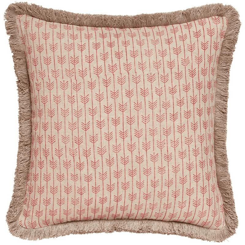 Caladia Cushion Cover With Fringing - Red Madder Cushion Cover With Fringing, 51cm x 51cm, Red Maddar