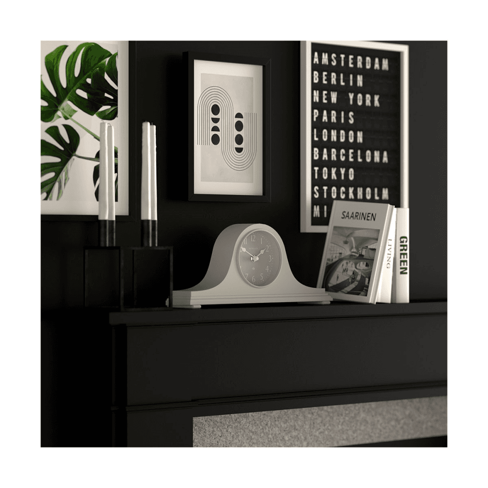 Time Machine Mantel clock, H16 x W37 x D8cm, Grey