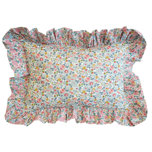 Image showing the Betsy Candyfloss Ruffle Oblong Cushion, 38 x 53cm, Grey product.