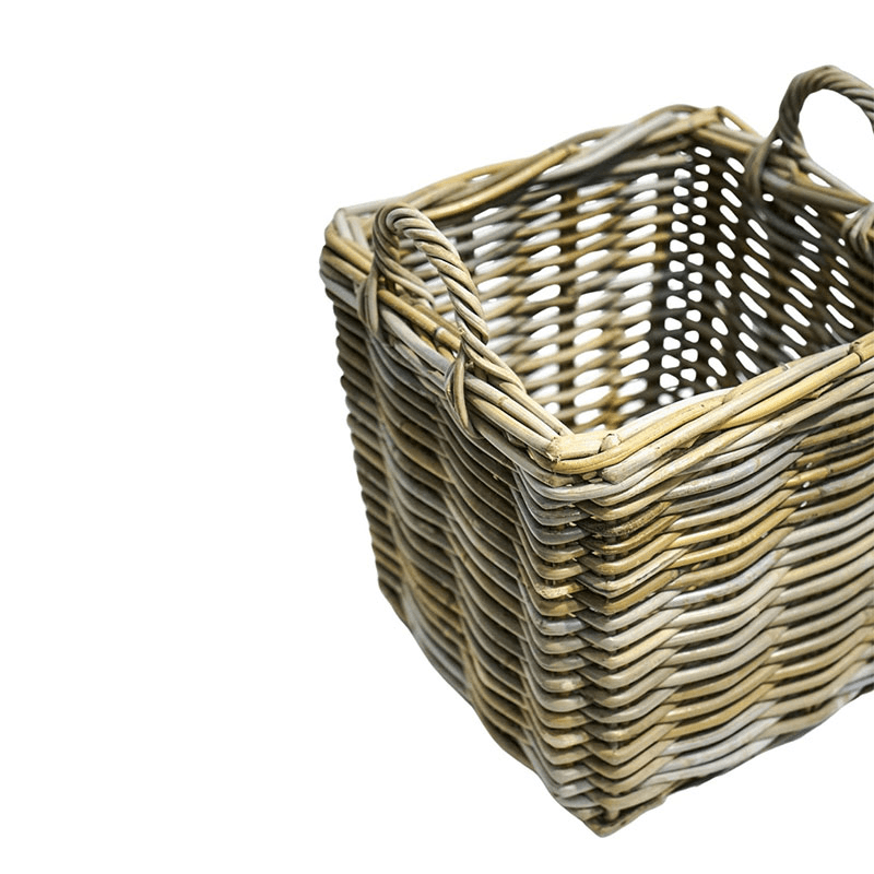 Wicker Fireside Set of 2 Log Baskets, Grey, Grey