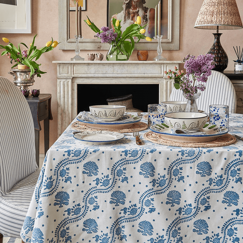 Kalee Linen Tablecloth, 170 x 250cm, Blue