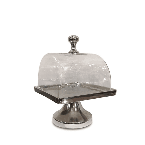 Image showing the Cake Plate with Glass Dome, L17 x W17 x H24cm, Nickel product.