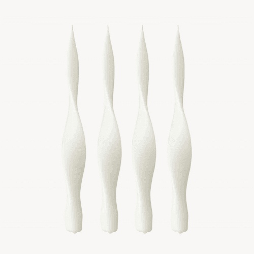 Image showing the Ribbon Set of 4 Dinner Candles, H30cm, White product.