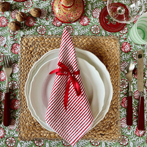 Image showing the Striped Napkins, 45 x 45cm, Scarlet product.