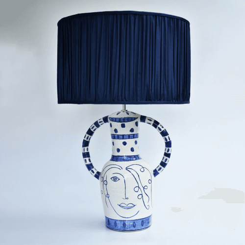Image showing the Côte d’Azur Collection Lady Hilaire Hand Glazed Ceramic Table Lamp Base Only, Blue product.