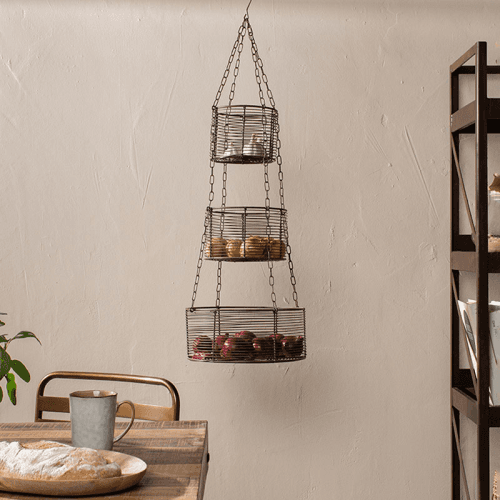 Image showing the Inkollu Hanging Basket Set, D30cm, Aged Brass product.