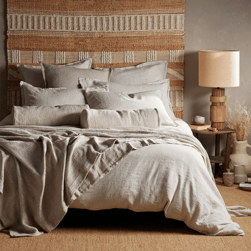 Image showing the Sid Stripe Linen Duvet Cover, Double, Natural Stripe product.