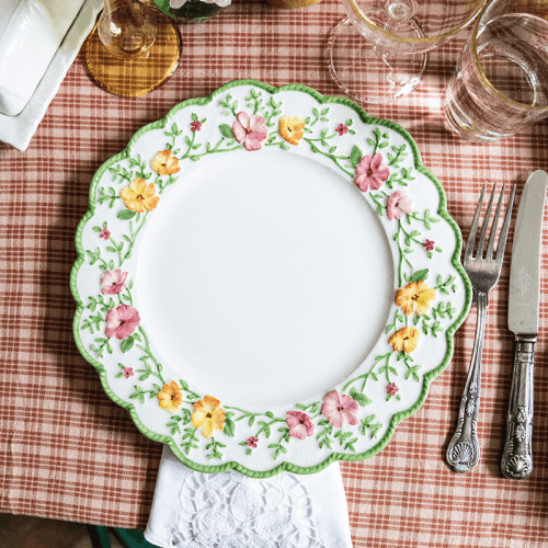 Image showing the Bryony Rose Set of 4 Dinner Plates, D28cm, Green product.