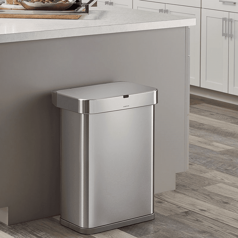 Sensor Bin with Voice and Motion, 58L, Brushed Stainless Steel