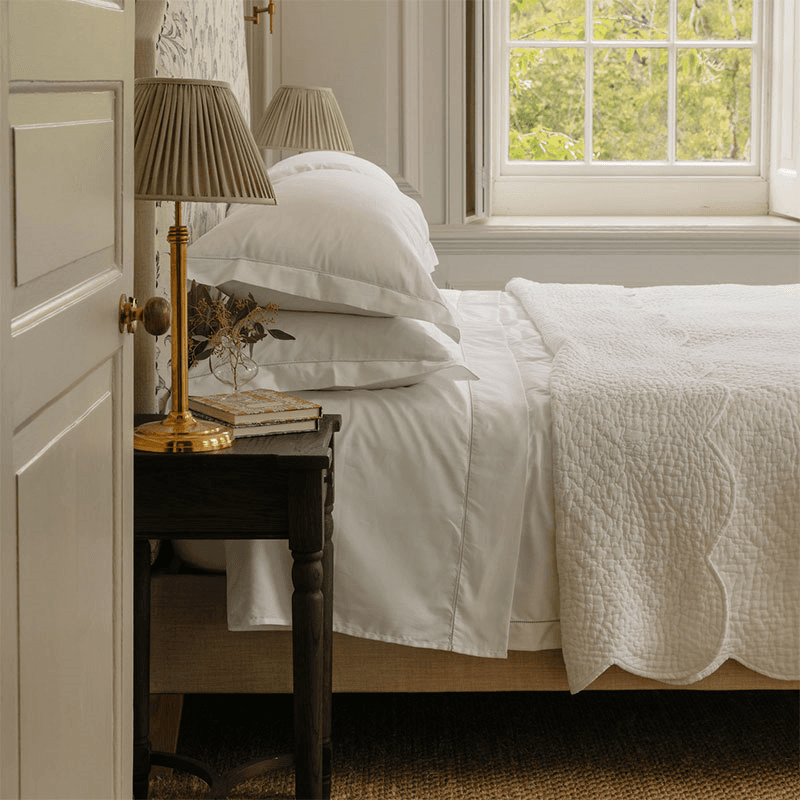 Nina Scalloped Quilted Cotton Bedspread, Double/ King, White